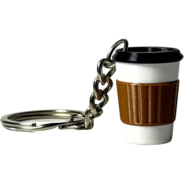 HB 3D World Coffee Clicker Keychain, 3D Printed Mini Coffee Cup